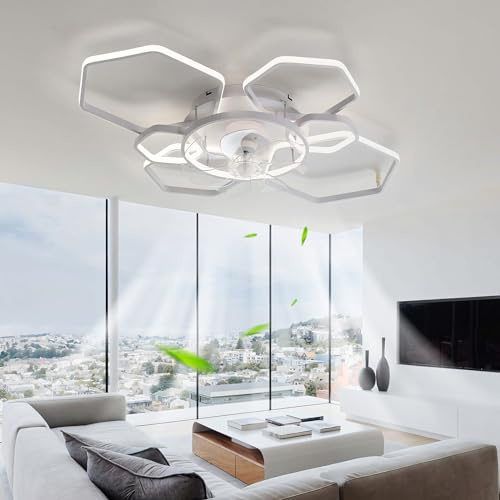 Dceinz Grande Lampara Ventilador Techo LED Regulable Dormitorio Ventilador De Techo Con Luz Mando A Distancia Silencioso Reversibile Luz Ventilador Techo Moderno 6 Velocidades Smart Salon