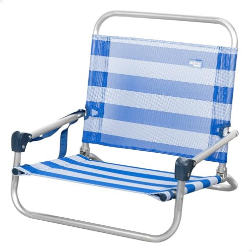AKTIVE Hopfällbar stol, strand, camping, 46 x 44 x 49 cm, sjöman, låg sits, utan framrör, stöder 110 kg, bäraxelhandtag, aluminiumstruktur, lätta hopfällbara campingstolar (62677)