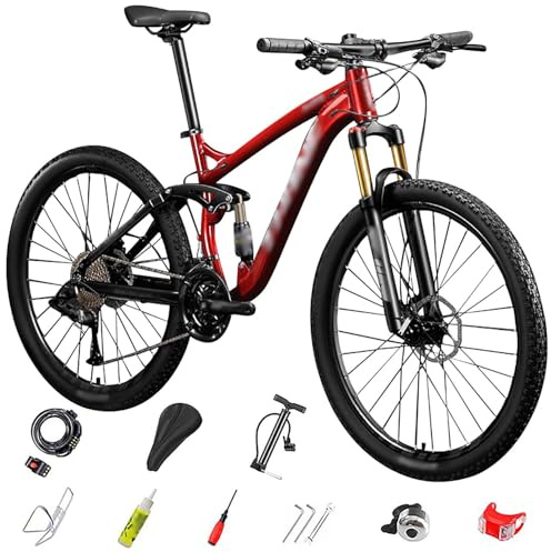 27.5 Zoll Mountainbike mit Aluminiumrahmen, 27 Gang, Leichtgewichts-MTB Mountainbike, Höhenverstellbar Softail-Mountainbike, Aluminium Rennrad für Mädchen Jungen Herren und Damen A-26,27-Speed