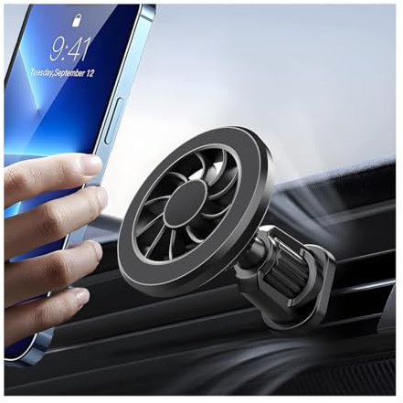 Mandark Magnetic Car Phone Holder, 360° Rotation Vehicle Air Vent Smartphone Mount, Hands Free Automotive Cellphone Cradle Accessories with Hook Clip, Universal for SUVs, Sedans, Trucks (Black)