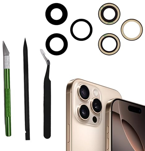 Peixiong Lente di ricambio per fotocamera posteriore per iPhone 16 Pro | Con kit di strumenti di riparazione, facile e comodo da usare, antigraffio, impermeabile