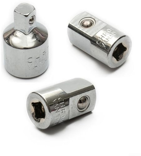Set di 3 adattatori in acciaio al cromo vanadio per chiavi a bussola, adatto per chiavi a bussola da 1/4 a 1/2, 3/8 a 1/2 e 3/8 a 1/4 di dimensioni