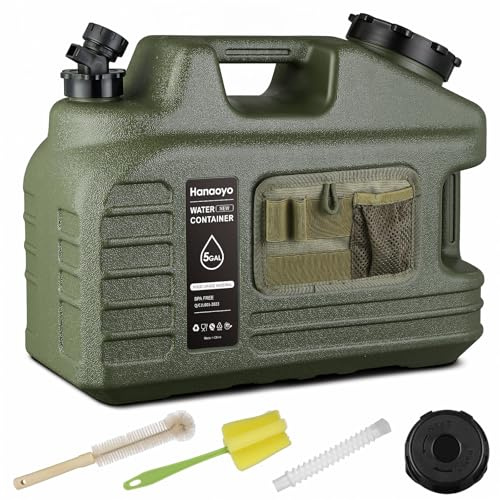 Hanaoyo 5 Gallon Camping Water Jug, Water Container BPA Free, Water Storage with Tool Bag & Spigot, Portable Water Tank Emergency Water Storage for Hiking, Camping, Picnic, Home Use