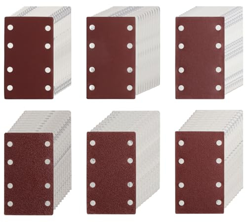 NewZC 60 Piezas 80x133mm Hojas de Lija Compatible con Mirka DEOS 353CV - Rectangular Papel de Lija Lijadora Hojas 40/60/80/120/240/400 Granos Papel Lijadora para Lijado Pulir y Eliminación de Oxido
