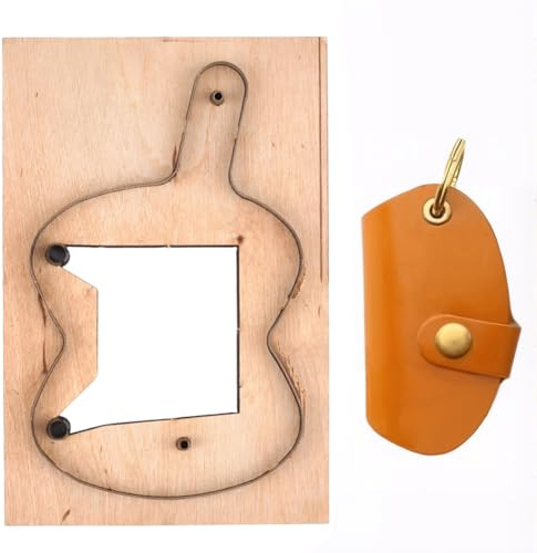 GORGECRAFT Troquel de Corte de Cuero Metal Acero Al Carbono Llavero Bolso Estuche Formas Cortador Punzonado Molde de Estampado Herramientas de Corte con Base de Madera Lisa Proyectos de Marroquinería