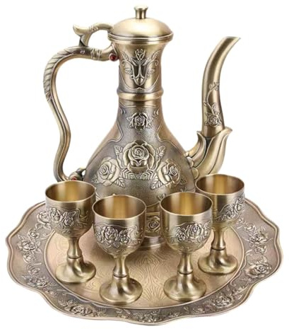 STOBAZA Cafetière Turque Vintage Ensemble Tasses Service Thé Turc Plateau Carafe Vin Verres Table Maison Fête Thé Mariage