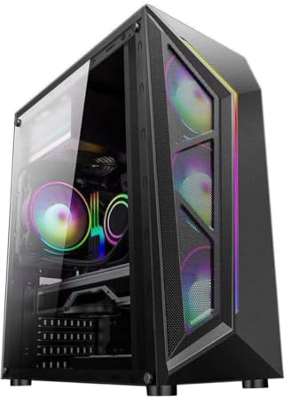 Boîtier D’Ordinateur ATX Noir avec Panneau Acrylique 4 Mm | Compatible Atx et Micro-atx, 3 SSD et 1 Hdd, Carte Graphique Jusqu’à 310 Mm