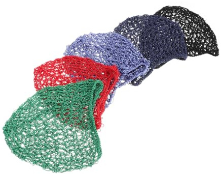 Uonlytech 5 Stück Teiliges Gehäkeltes Haarnetz Elastisch Atmungsaktiv Haarschutz Dutt Netz für Schlaf und Heimgebrauch in Grün Schwarz Blau Rot