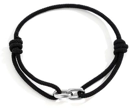 XFSRG Bracelet de Surfeur Homme Corde de Voile Fait à la Main et Tressé Minimaliste Réglable Bijoux Cadeaux pour Papa Mari Ami Frere(Argent)