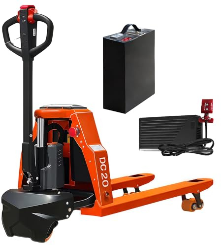 Full Electric Pallet Jack, 4400lbs Capacity Pallet Truck, 48V 20AH Lithium Powered Pallet Truck, 6 Hours Working Time, 3.35 to 7.68 Inch Lift Height, 48 x 27 Inch Fork Size, for Material Handling