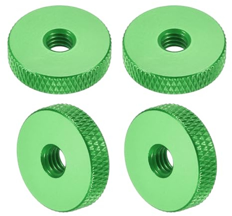 QUARKZMAN 4 Pcs Tuercas De Mano Estriadas, M6 x 20 mm x 5 mm Aluminio Rosca Hembra Plana Para Agujero Pasante Tuercas De Bloqueo Para Ajuste Perillas De Fijación Para Proyectos DIY, Verde