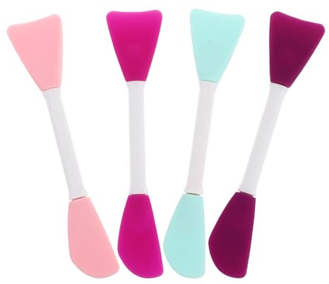 Pennello per Maschere in Silicone 4 Pezzi, Applicatore Leggero | Strati Sottili di Cosmetici, Presa Confortevole, Kit Pratico, Uso Viso Quotidiano Colore Casuale