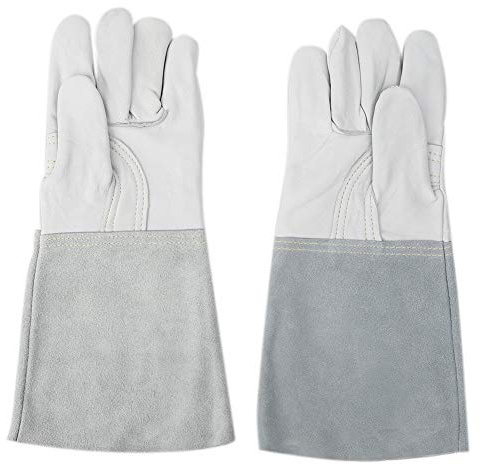 LjwZekyrnt Par de guantes para soldadores de piel de oveja, guantes protectores de trabajo de manga larga para soldadura, equitación, transporte