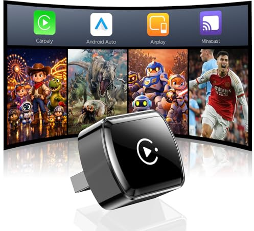 LAMTTO Adattatore CarPlay Wireless per iPhones e Android Auto,AirPlay/Miracast,Converte Car Play/Android Auto Cablato in Wireless,Plug & Play,Compatibile Solo con Auto 2016+ Dotate di CarPlay Cablato