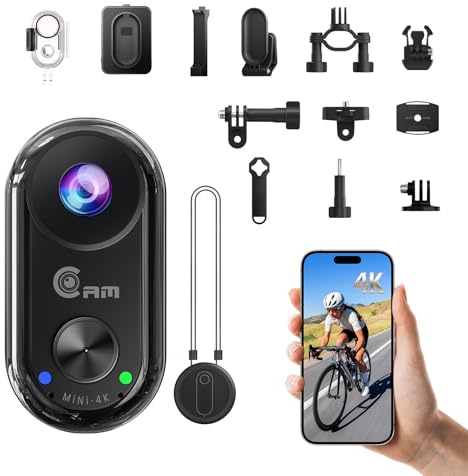 4K Mini Action Cam,Tragbares Mini Körperkamera,6-Achsen Stabilisierung Body Cam,WiFi Magnetische POV Camera,40M Unterwasserkamera,20MP und Montagezubehör