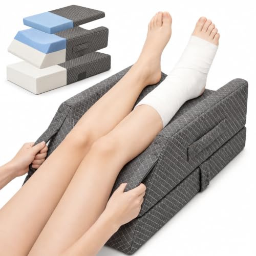 Agrish Kühlendes Doppel-Beinhochlagerungskissen | 3-in-1 Beinkissen zum Hochlagern für Bett, Memory-Schaum Beinstütze, ergonomische Auflage zur Beinhochlagerung