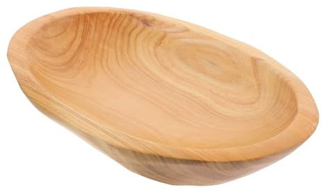 KONTONTY Ovales Holztablett aus Massivholz Praktische und Starke Obstschale mit Retro Struktur für Wohnzimmer und Küche Dekoratives Snack und Serviertablett