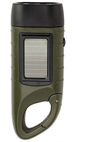 EBILUN Manivela solar recargable LED camping linterna de emergencia antorcha portátil linterna LED mosquetón energía recargable linterna para acampar escalada senderismo camping Verde