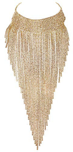 EVER FAITH Damen Kristall Lätzchen Anweisung Lange Quaste Choker Halskette Kostüm Schmuck
