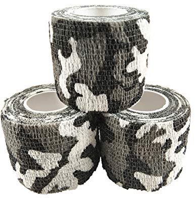MEZUT Hockey-Griptape – auch Baseball, Lacrosse, Tennis, eine bessere Griffigkeit – 5,1 cm breit x 4,5 m, Mehrfarbig (3er-Pack), Camo Schwarz und Weiß
