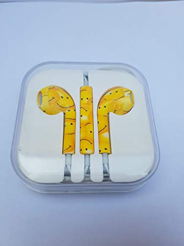 A.V. Cuffie con filo Auricolari per stereo vari colori per cellulari con microfono volume regolabile controller da 3,5mm e isolamento acustico con telefono computer pc tv ipad mp3 (Giallo Smile)