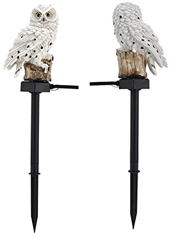 FTVOGUE Luci Solari per Prato All'aperto a Forma di Gufo: Decorazione del Giardino del Prato Inglese Impermeabile Lampada a LED per Il Portico del del Giardino Dell'iarda(Bianca)