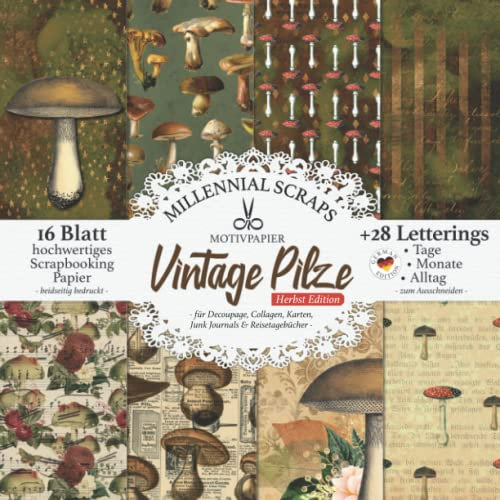 MOTIVPAPIER Vintage Pilze Herbst Edition – für Decoupage, Collagen, Karten, Junk Journals & Reisetagebücher –: DIY Papier & Zubehör zum Ausschneiden I ... I Zum Basteln, Tagebuch Deko & Inspo