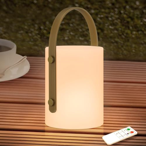 FUYO Lampe de Table Rechargeable Extérieur Portable Lampe de Table de Chevet avec 8 RGB Couleurs, Sans Fil, étanche, Gradable Lampe Lanterne pour Exterieure Intérieur Jardin Salon Terrasse,Cylindre