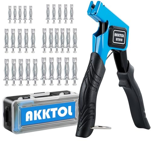 AKKTOL Molly Bolts for Drywall & Plaster Walls (0.12-1.28), Easy to Use with Setting Tool, 36 PCS Heavy-Duty Hollow Wall Anchors in 6 Sizes, Holds Up to 65 LBs, Includes Storage Box