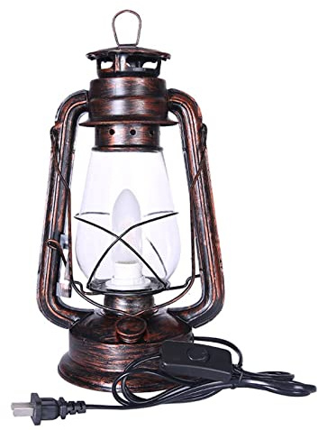 Lampade da scrivania Lampada da tavolo for lanterna elettrica con cavo linea Edison stile vintage lampadina, ruggine rustico finitura anticata lampada a cherosene retrò cavallo lanterna ristorante bar