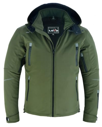 LOVO - Chaqueta Moto Hombre Softshell con Protecciones - Chaqueta Moto Hombre Invierno y Primavera - Cazadora Moto Hombre de Alta Protección y con Ajuste Perfecto - Estilo Deportivo