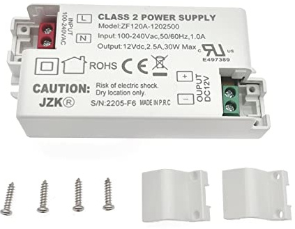 JZK LED transformador driver AC100-240V a DC 12V 2.5A 30w conductor convertidor para tira de iluminación LED, bombillas, G4, MR11, MR16