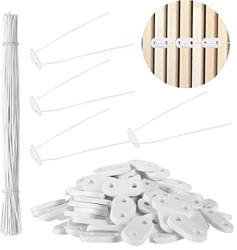 Photect Befestigung Set Zaunbefestigungsset aus PVC, wetterfest, 100 PVC-Montageclips mit 100 flachen Kabelbindern für Garten, Balkon(weiß)