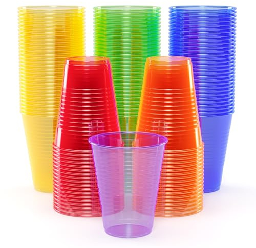 Exquisite Neon Cups 720 Pack 12 Oz | Colored Plastic Cups | Ideal For Blacklight Glow In The Dark Parties, Birthdays Or Any Event | Disposable, Food Safe