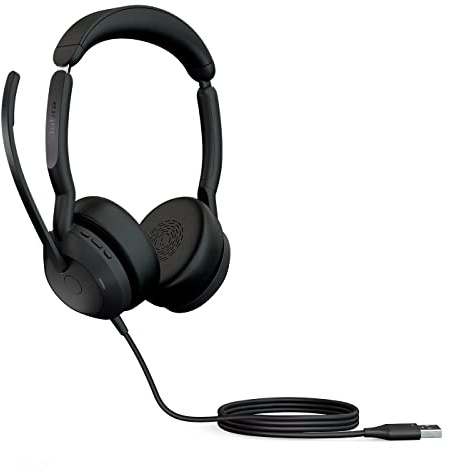 Jabra Evolve2 50 - Cuffie stereo cablate con tecnologia AirComfort, microfoni con cancellazione del rumore e cancellazione attiva del rumore, certificazione MS Teams, funziona con tutte le altre