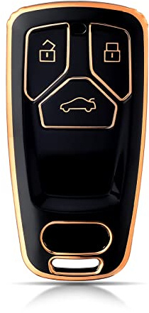 OFFCURVE Autoschlüssel Hülle 3 Tasten für Audi A3 A4 A5 A6 A7 Q3 Q5 Q7 B9 | 360° Schutz für Audi 3-Tasten: A7 A8 Q2 S-Serie RS-Serie R8 TT B9 D5 F5. Signal bleibt ungestört. Leichtes TPU-Material.