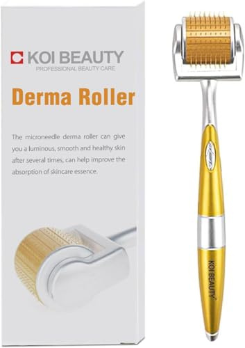KOI BEAUTY Derma Roller 1mm- 192 Real Individual Needles Titanium, Microneedling Roller for Hair, Beard Roller for Beard Growth, Needling Roller for Face Body Scalp for Women Men At Home