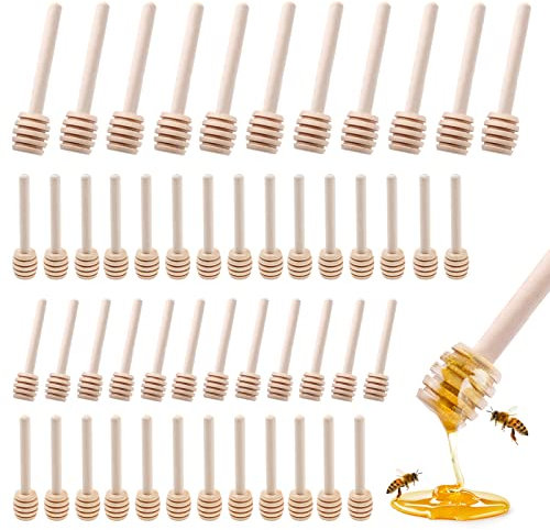 WSAMJIN Lot de 50 Cuillères à Miel, Mini Cuillères à Miel en Bois pour Cuisine et Salle à Manger 8 cm Cuillère Miel Bois pour Distributeur Confiture de Miel, Mini Bâtonnet Miel pour Mariage, (50 pcs)
