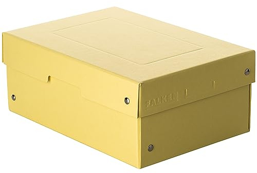 Original Falken PureBox Pastell. Made in Germany. 100 mm hoch DIN A5 gelb. Aufbewahrungsbox mit Deckel aus stabilem Karton Vegan Geschenkbox Transportbox Schachtel Allzweckbox