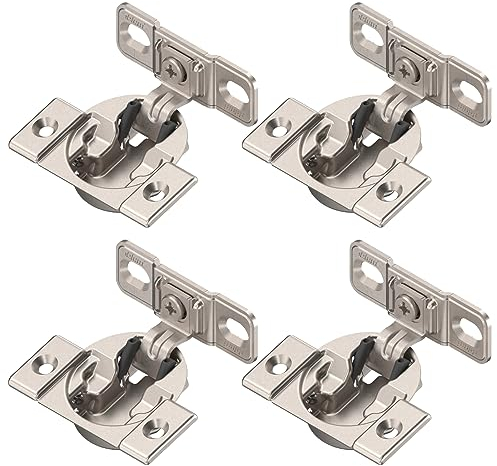 Blum Compact Lot de 4 charnières de meuble 107° nickelées avec ressort à visser, plaque de montage avec vis
