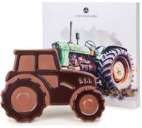 Traktor aus Schokolade - flache Schokoladenfigur für alle Trecker-Fahrer | Schokoladengeschenk | Geschenk | Geschenkidee | Mann | Männer | Bauer | Landwirt | Farmer | Geburtstag | Valentinstag