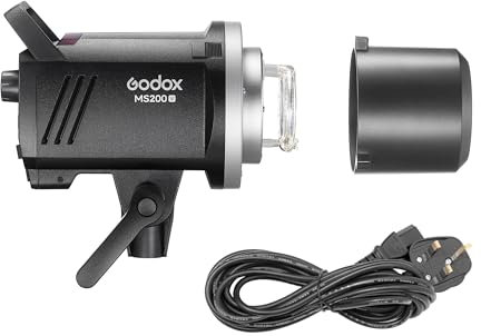 Godox MS200V Super-Compact Studio Strobe Flash 200Ws GN53 5800K Photography Monolight With LED Modelling Lamp Built-in 2.4GHz Receiver 10W LED Modelling Lamp Bowens S-Type Mount Portrait Fashion