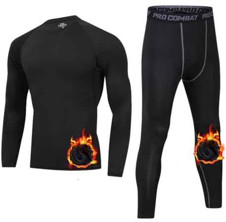 HZQIFEI Intimo Termico Uomo Set di Maglietta e Pantaloni a Compressione, Biancheria Intima Funzionale Termica Uomo per Sci Palestra Ciclismo Calcio Corsa (Stile#2, L)
