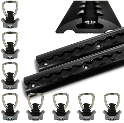 Airlineschienen schwarz aus Aluminium halbrund Airlineschiene pulverbeschichtet zur Ladungssicherung für PKW, LKW, Anhänger, Wohnmobile usw. - Zurrschiene - Zurrleiste (2x 2 Meter 8 Fittinge)