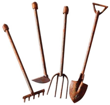 Sosoport 4 Stück Mikrolandschaftswerkzeuge Saftiges Mini-Garten-Zen-Werkzeuge Kleines Gartengerät Miniatur-gartengeräte Mini-feengarten-Accessoires Ornamente Puppenhaus Zinklegierung