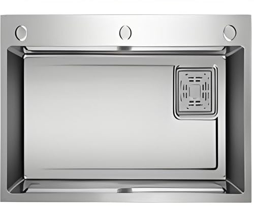 Kaverno Einbau Küchenspüle, Silber Waschbecken aus Edelstahl 304 68 * 45cm, Multifunktionale Küche Unterbauwaschbecken mit Ausziehbarer Wasserhahn und Tassenspüler für Camping Spüle(75 * 45cm)