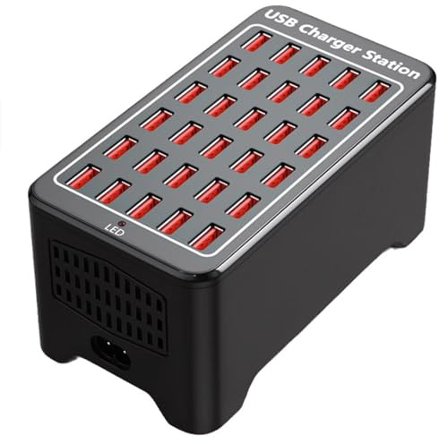 Cargador USB de 30 puertos, 150 W, estación de carga USB, cargador multipuerto para escuelas, centros comerciales, hoteles, tiendas, para tabletas Android para varios dispositivos