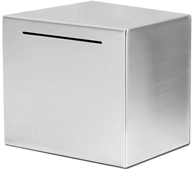 WZYYCV Bankers Box Edelstahl-Sparschwein, 11,9 cm, Münzspardose, 365-Sparplan-Bank für Erwachsene und Kinder, Spardose Münzbank
