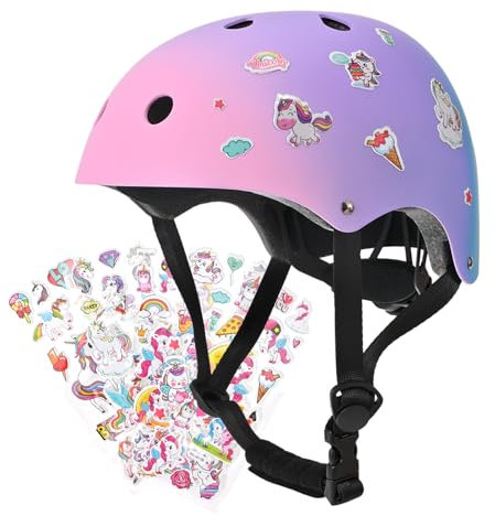 PIPIZHU Skaterhelm Fahrradhelm für Kinder, Farbverlauf, Jungen und Mädchen, Sicherheit und Leichtgewichtige Kinderhelm Skateboarding Helm für Fahrrad Skateboard Rollschuh Scooter BMX and Ride Helm, M