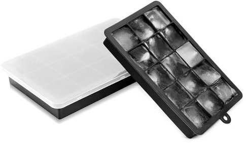 YHT 2 Pack Silicone Ice Cube Trays 15 Square with Lid,Large Reusable Easy Release Ice Cube Maker for Freezer Containers,Ice Moulds for Whiskey,Cocktails,Drinks